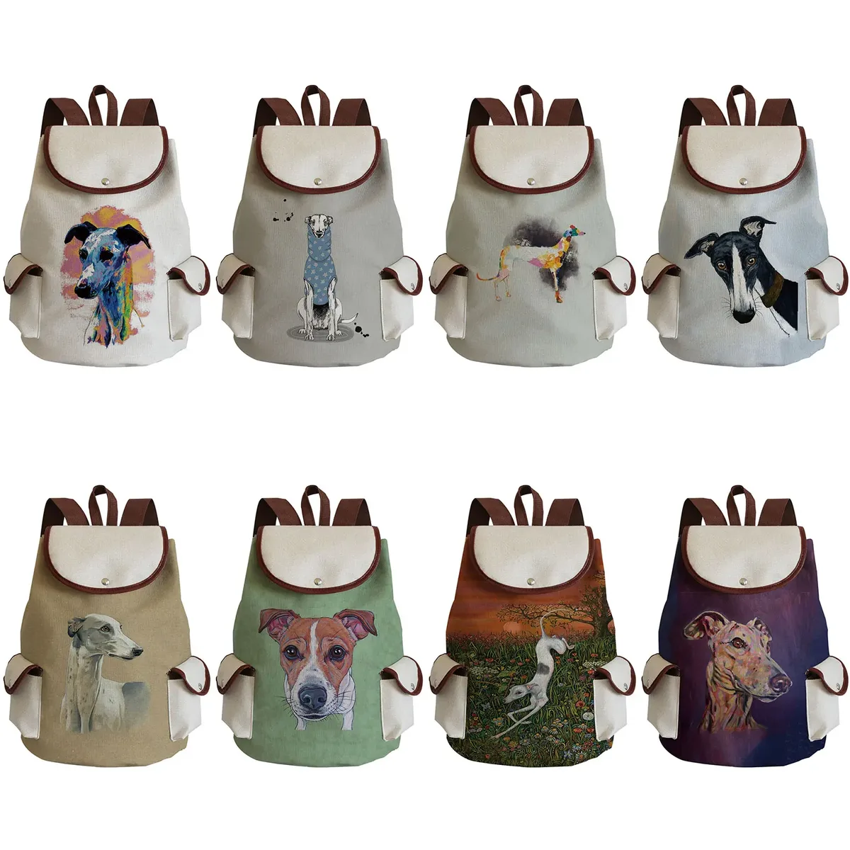 sac à dos personnalisé avec peinture à l'huile et imprimé de chien lévrier, sacoche de styliste durable pour shopping et voyage, accessoire d'extérieur décontracté pour femme