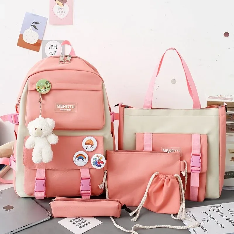sac dos nylon beige poche ouverte fermeture éclair haut volume voyage école mode adolescente