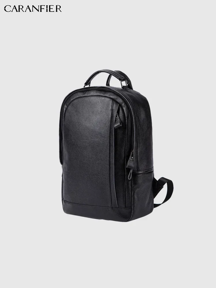 sac dos cuir véritable noir marron clair compartiment intérieur bandoulière détachable poches extérieures jacquard grande capacité usage voyage business casual vintage
