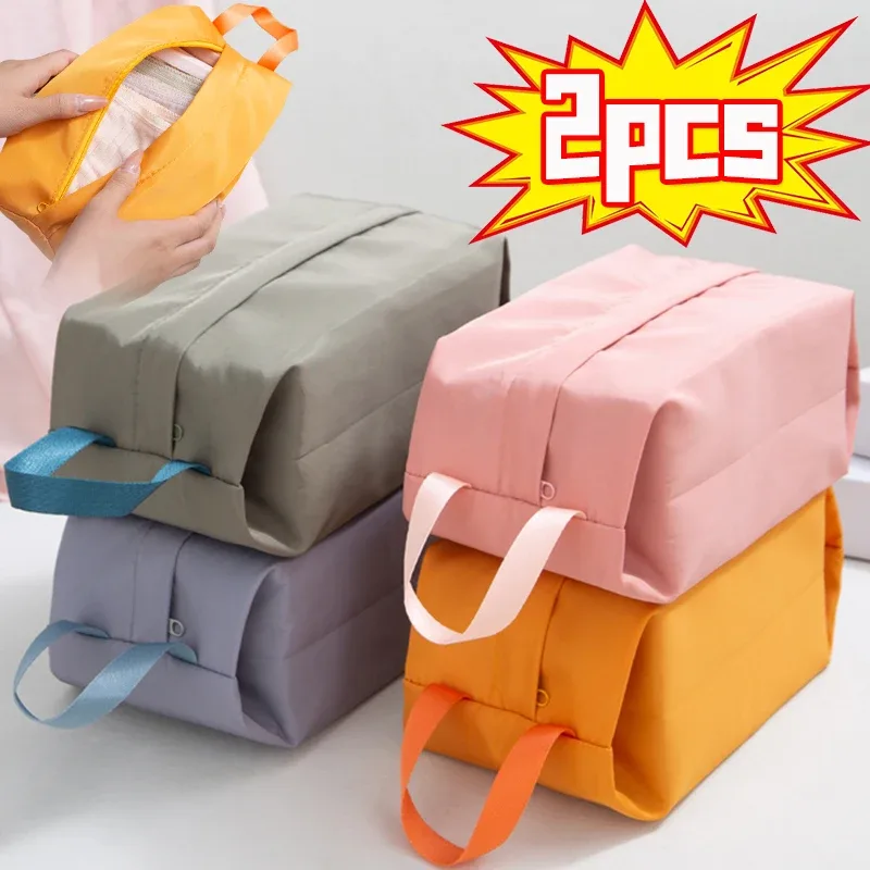 sacs de rangement de chaussures imperméables en nylon, portables, colorés, fermeture à glissière, hommes et femmes, voyage ou organisation d'articles familiaux, 2 paquets