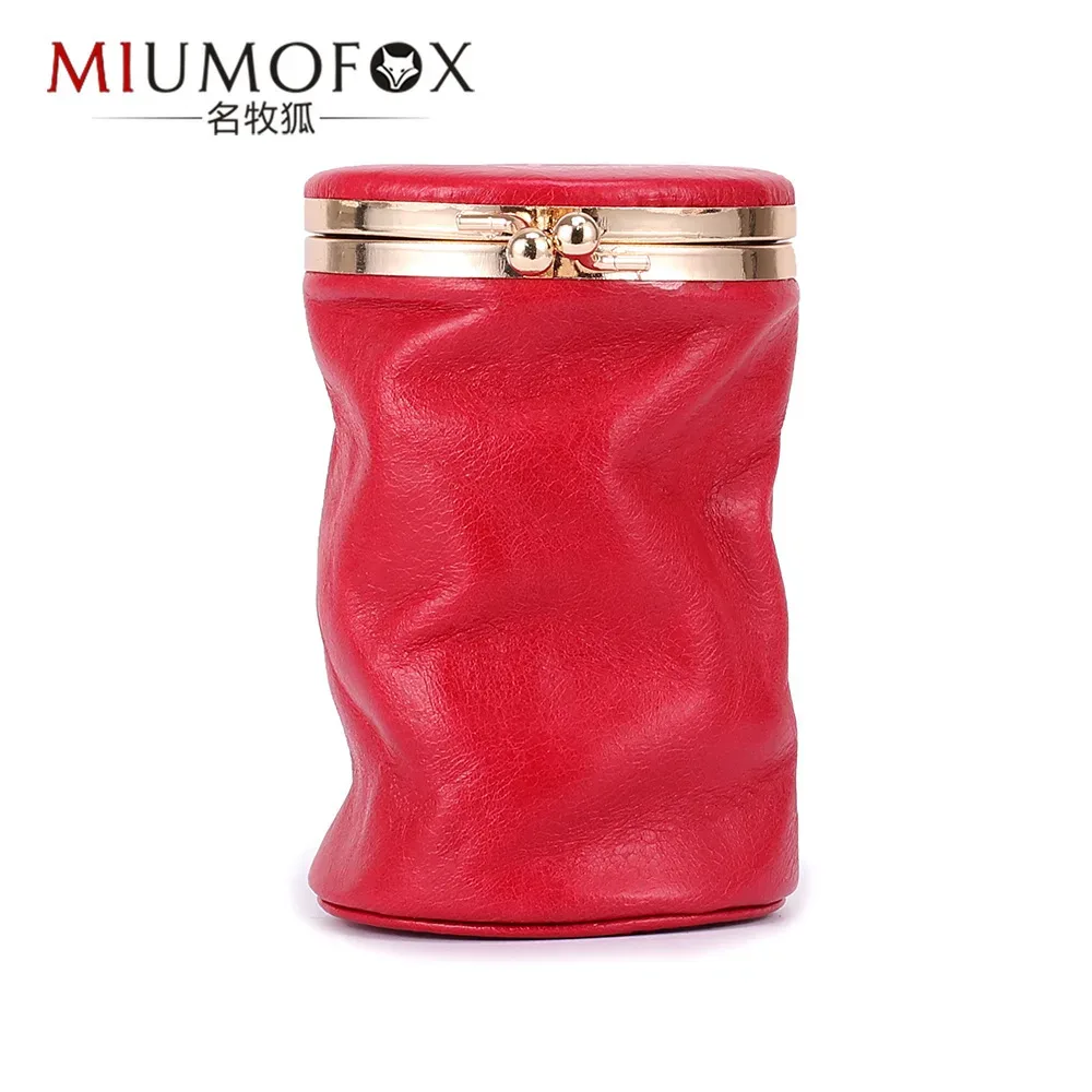 mini sac à cosmétiques en cuir pour femmes, organisateur de rouge à lèvres vintage portable avec miroir, petite pochette mignonne pour sac à main, essentiels de voyage