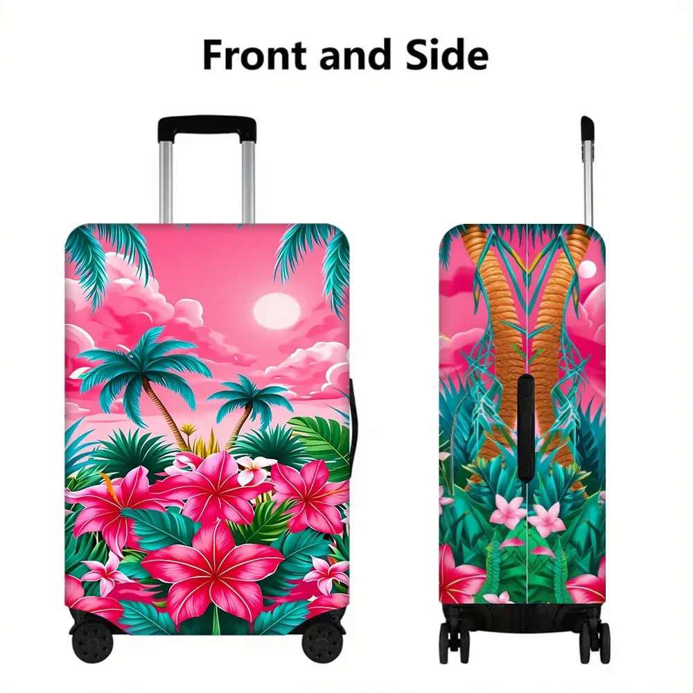 housse valise polyester motif tropical vibrant rose palmiers fleurs hawaïennes protection voyage grande taille