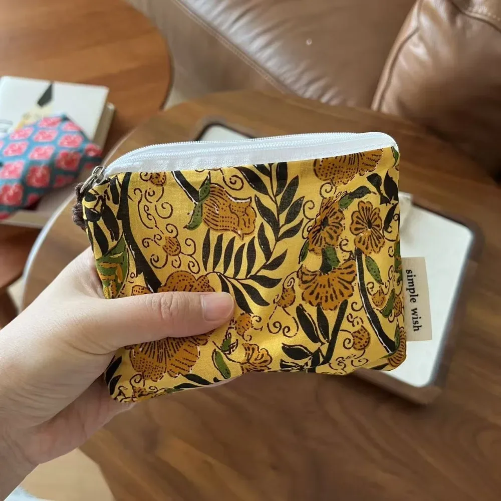 sac de serviette hygiénique vintage à la mode, mini porte-monnaie bohème de style indien, sac de voyage en coton à fermeture éclair, rangement pour cosmétiques, écouteurs, etc.