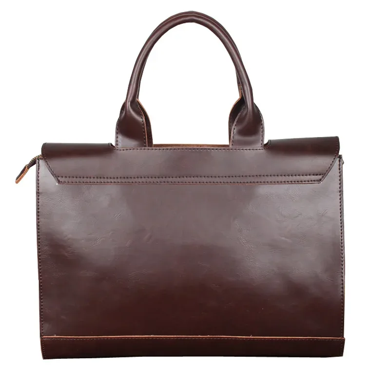 porte-documents d'affaires décontracté pour hommes et femmes, sac à main en cuir pu pour ordinateur portable de 13.3 pouces, sacoche à bandoulière avec cheval fou
