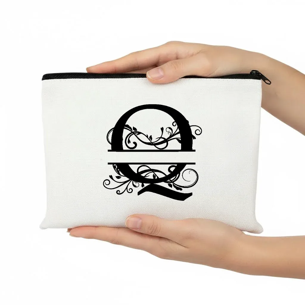 1pc trousse de maquillage personnalisable avec monogramme - pochette de voyage légère, pliable et durable avec fermeture éclair et impression de lettres personnalisées