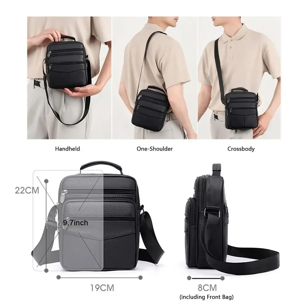 sac à main en cuir naturel pour homme, petite taille, compartiment pour tablette, sac à bandoulière en cuir véritable, style messager