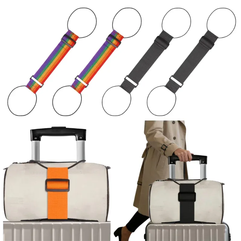 sangles élastiques polyvalentes pour bagages (2/4 pièces) – sangles de fixation portables pour valises de voyage – sangles de connexion ajustables et réutilisables pour bagages