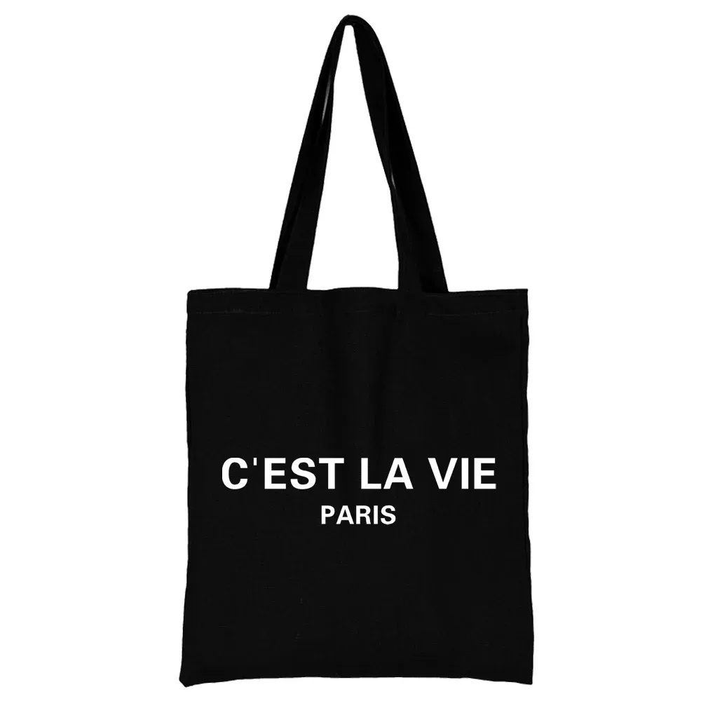 sac de courses en toile pour femmes, sacs à bandoulière, sac à main de shopping, sacs d'épicerie, texte imprimé, nouvelle mode, fourre-tout de rangement écologique