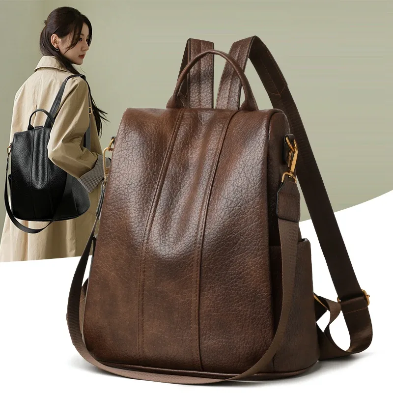 sac à dos en cuir imperméable antivol pour femmes, sacs à bandoulière multifonctionnels de grande capacité pour filles, sacs à dos de voyage mochilas 2026
