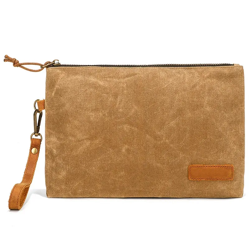 pochette zippée en toile cirée rétro et minimaliste, trousse de toilette personnalisée, trousse à crayons zippée, organisateur polyvalent, sac pour homme
