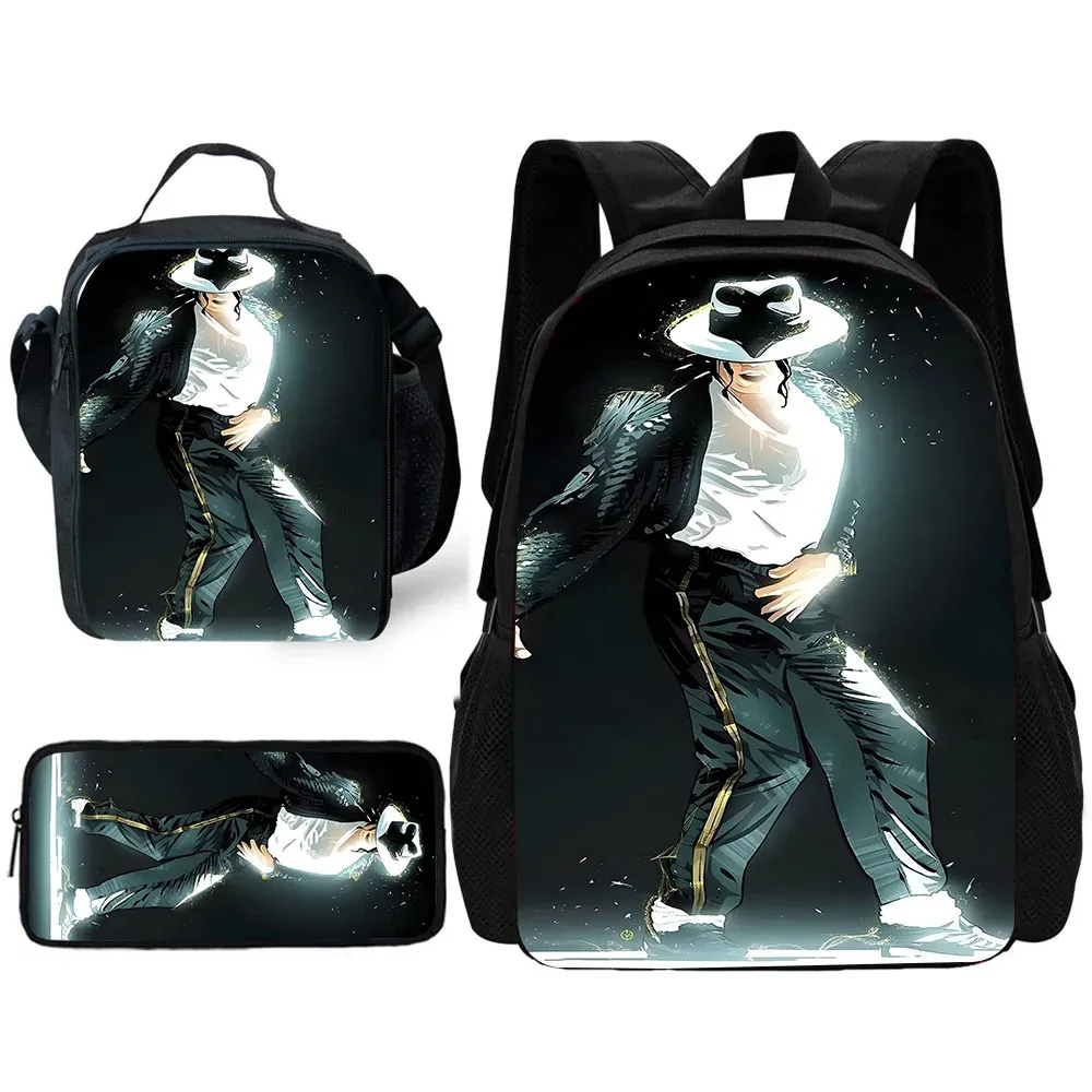 sac à dos pour enfants, chanteurs populaires, michaels jackson, avec sacs à déjeuner, sacs à crayons, sacs d'école pour garçons et filles, meilleur cadeau