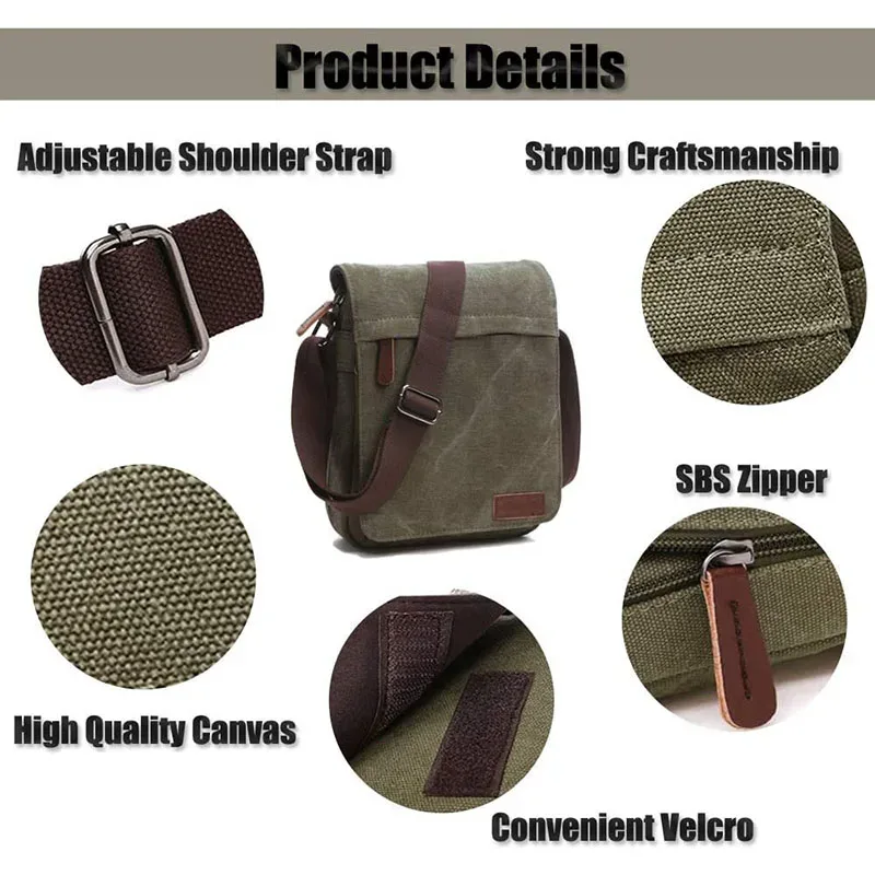 sac à bandoulière décontracté pour homme, sac messager vintage en toile unie, sacoche tendance pour téléphone portable, sacoche bandoulière pour homme