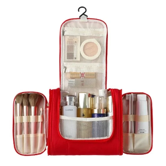 trousse de toilette de voyage suspendue imprimée fleurs multicolores, imperméable avec crochet et multiples compartiments pour cosmétiques et soins de la peau