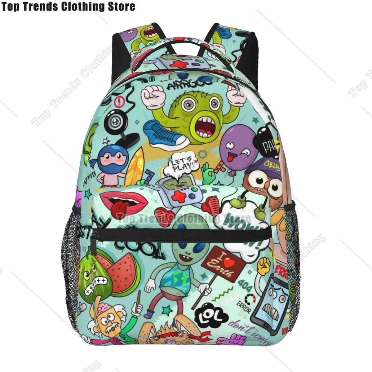 sac dos polyester imprimé graffiti omg savage symboles coeurs unisexe voyage école ordinateur portable