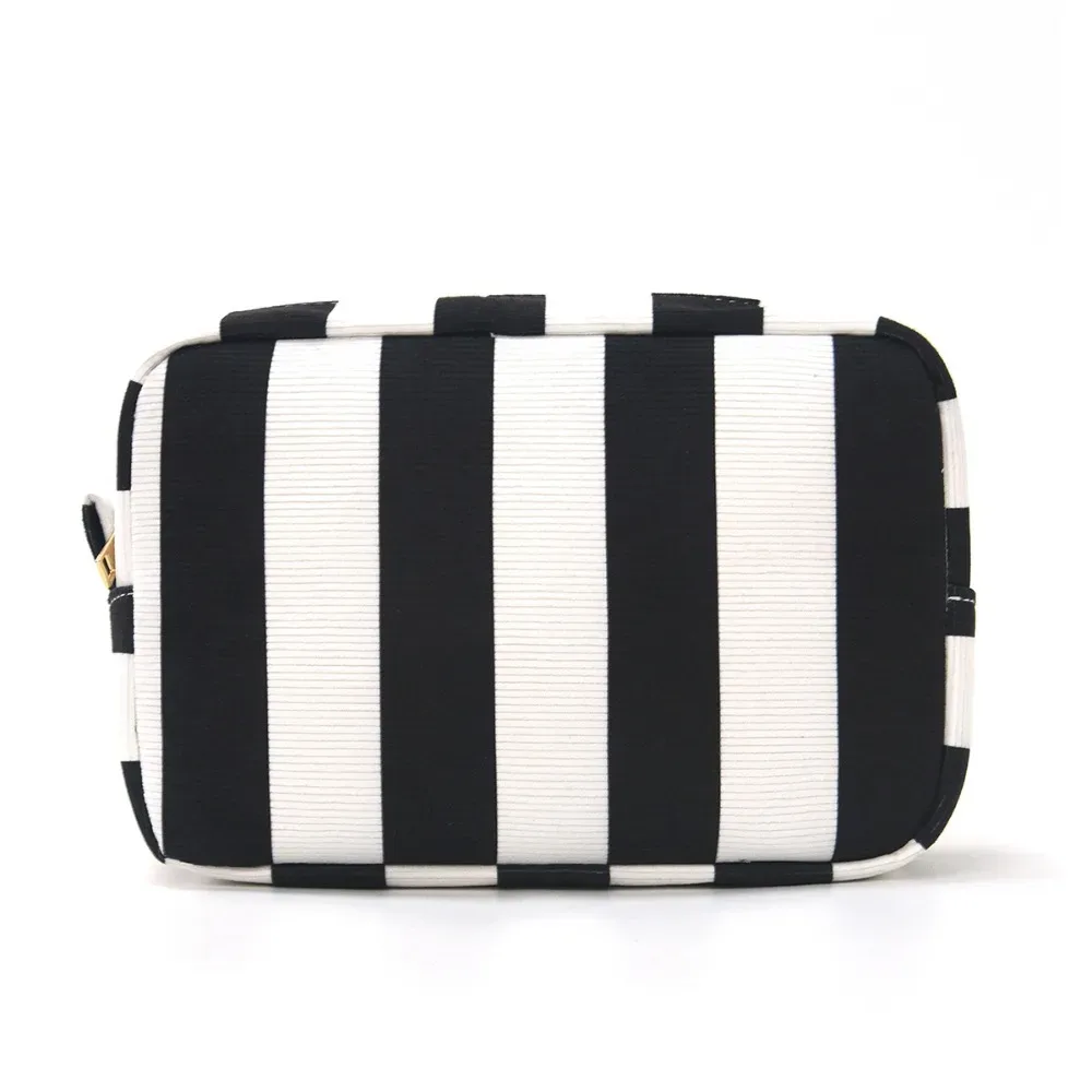 sac de rangement en velours côtelé durable, design rayé, grande capacité, trousse de maquillage de voyage, noir, vert, rouge, organiseur de rouge à lèvres pour femmes et filles