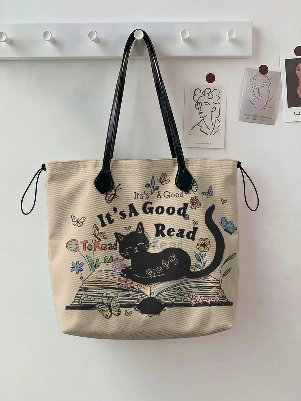 sac fourre-tout coloré à imprimé chat pour femme, grande capacité, avec poignée en cuir, sac de shopping décontracté, sac à bandoulière