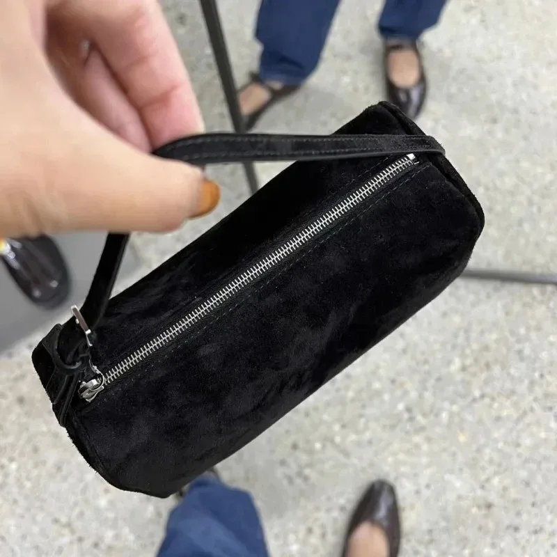 Sac à main de luxe années 90 en cuir de vachette souple et daim véritable, mini sac bandoulière vintage pour femme
