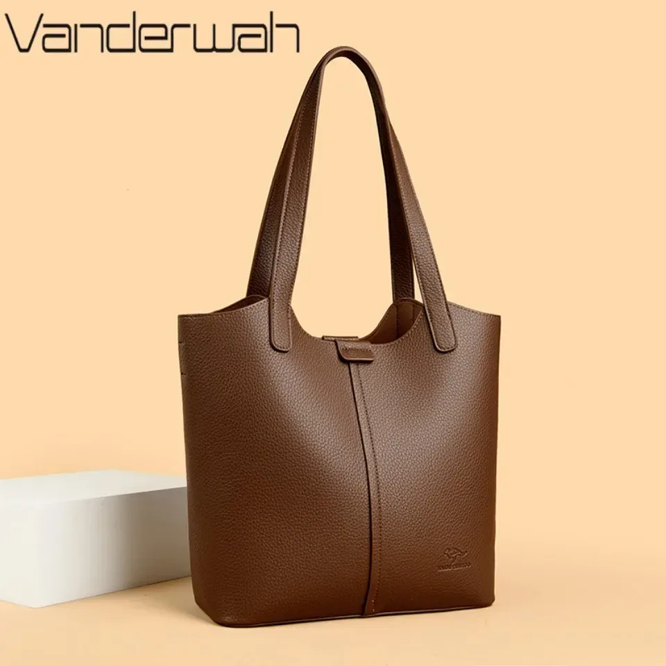 véritable marque haut de gamme en cuir pu souple sac à bandoulière pour femmes sac fourre-tout décontracté femme sac à main conception simple sac à main sac de transport