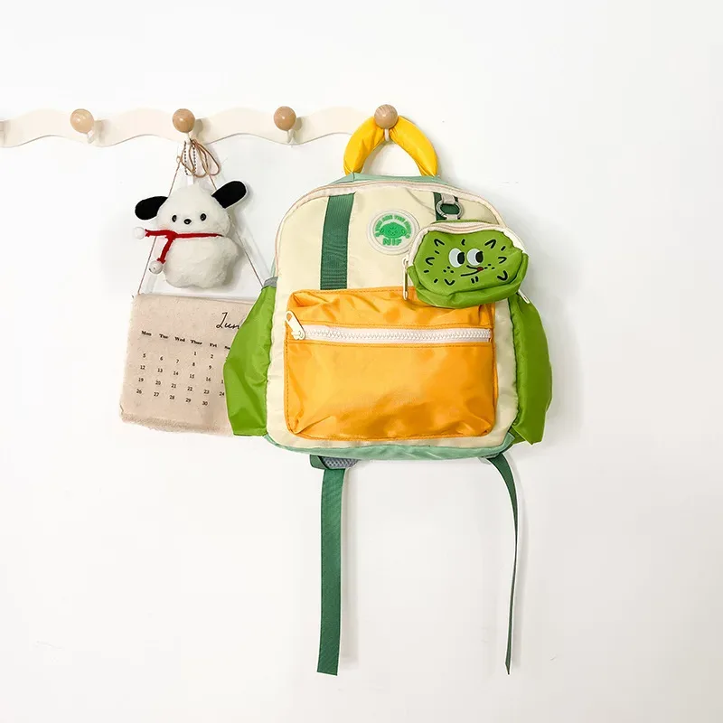 sac à dos pour enfants, nouvelle collection coréenne, décontracté, color block, en coton, avec poignée, pour la maternelle, léger, en promotion de la saison