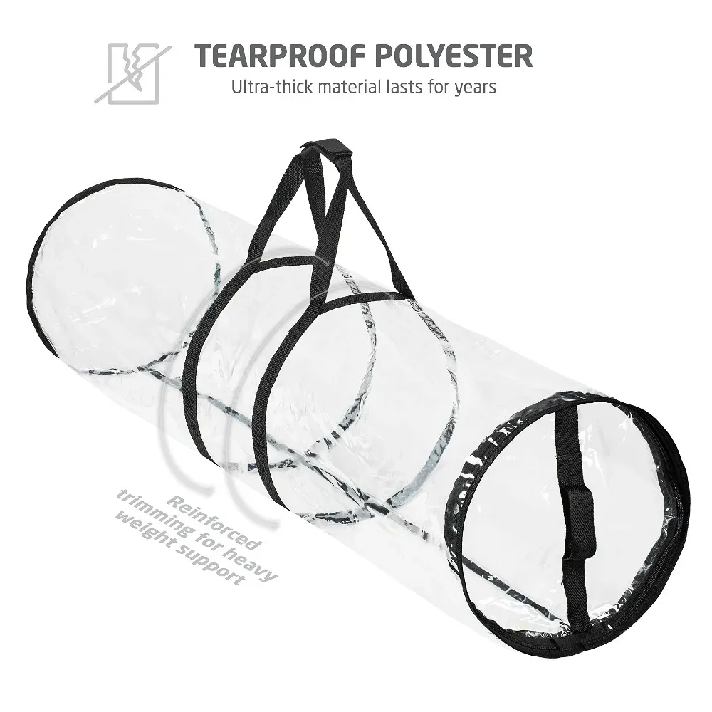 sac de rangement cylindrique en pvc transparent pour papier d'emballage, compatible avec les rouleaux standard de 30 pouces, pour sous le lit, dans le placard, ou comme support pour emballages cadeaux de fêtes