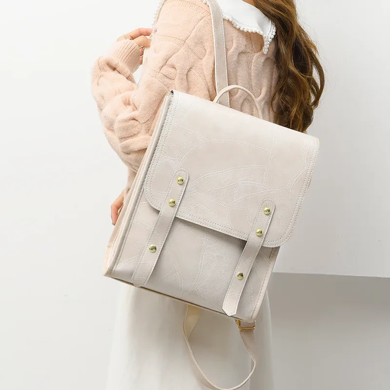 nouveau sac à dos tendance en cuir pu pour femme, grande capacité, imperméable, pour l'université, sac d'école pour ordinateur portable, sac de voyage mignon pour fille