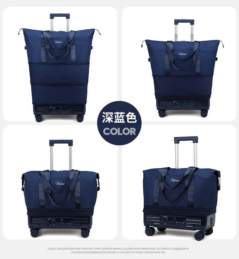 sac de voyage grande capacité à roulettes en tissu oxford, sac de sport à bandoulière, sac à bagages portable extensible et pratique
