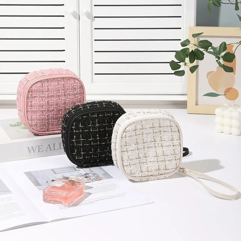 mini sac de rangement de maquillage pour dames, portable, rouge à lèvres, clé, pièce de monnaie, ligne de données, évaluateurs, serviettes hygiéniques pour filles, fourre-tout simple