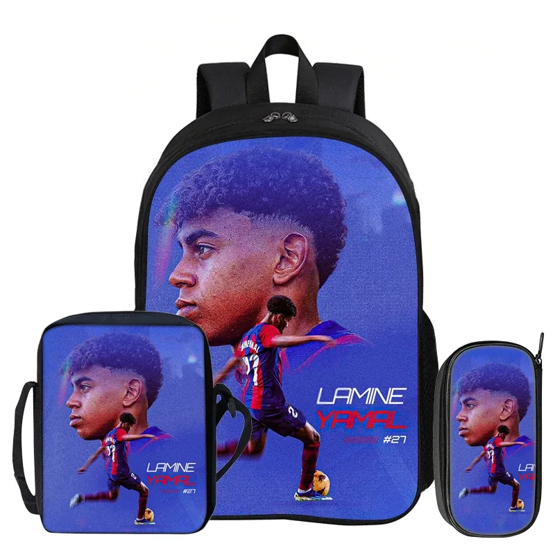 ensemble de 3 sacs à dos pour enfants, sac à dos de sport de football, sac à dos de star du football l-lamin yamal, sac à bandoulière pour étudiants, sacs à crayons