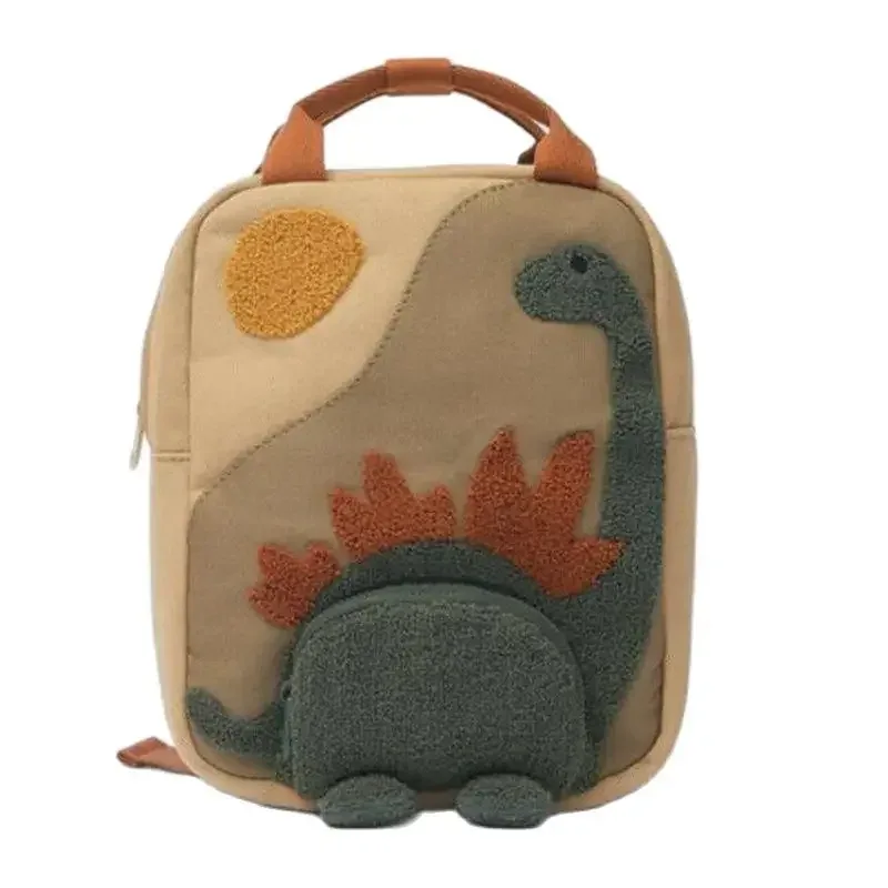 2025 nouveaux enfants et étudiants de la maternelle vont à l'école shopping toile dinosaure broderie dessin animé sac à dos personnalisé