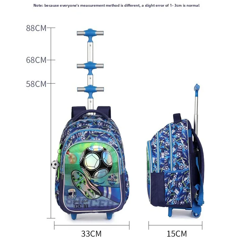 valise sacdos polyester motiffootball chaussuressport bleu roulettes facilitetransport setecolier crayoncase lunchbox thèmefootball usagevoyage scolaire
