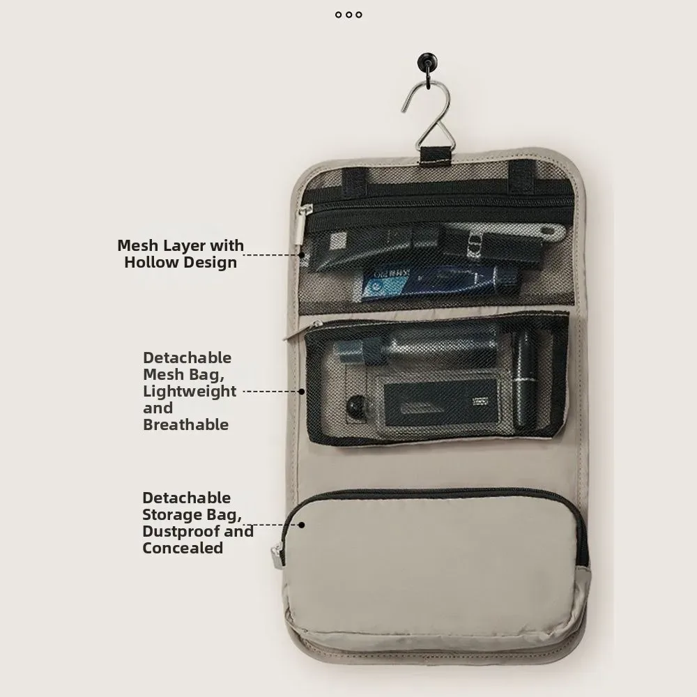 Trousse de toilette portable grande capacité, séparation sec/humide, étanche, suspendable, sac de rangement maquillage détachable et pliable