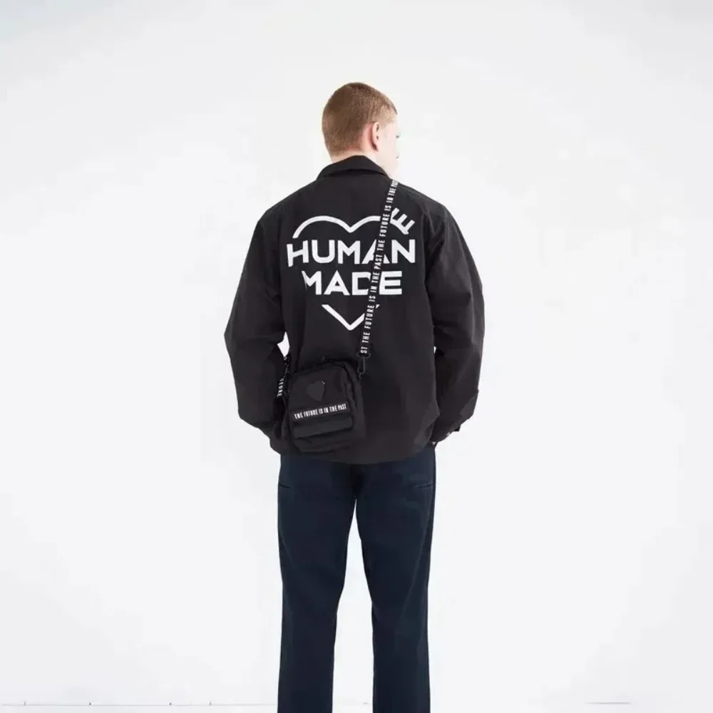 sac à bandoulière unisexe en nylon human made 2026, sac banane tricolore léger et pratique, sac bandoulière décontracté pour les trajets quotidiens