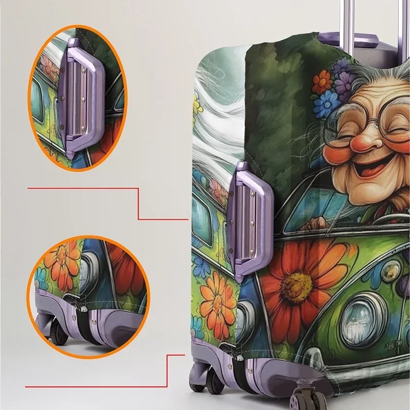 housse de protection pour bagages à motif hippie granny float, adaptée aux housses de bagages de 18 à 32 pouces, aux gants pour poignée de bagage, aux accessoires de voyage