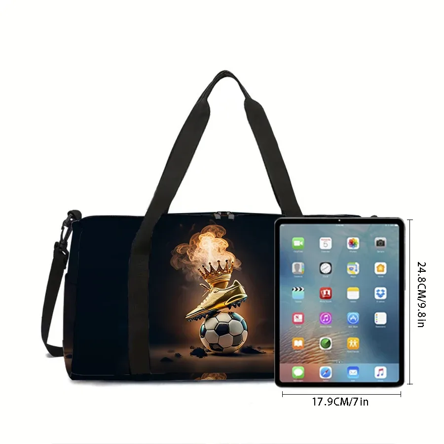 grand sac de voyage flame football, sac fourre-tout multifonctionnel, sacs à main imperméables, sacs de sport pour garçons/filles, sac de fitness pour enfants