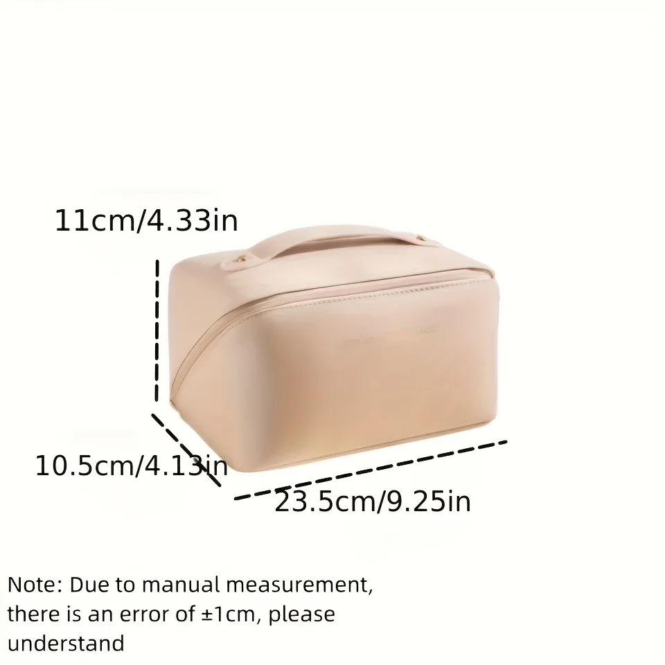 1pc grande trousse de toilette imperméable à fermeture éclair grande capacité avec compartiments, poignée et fonction d'organisation