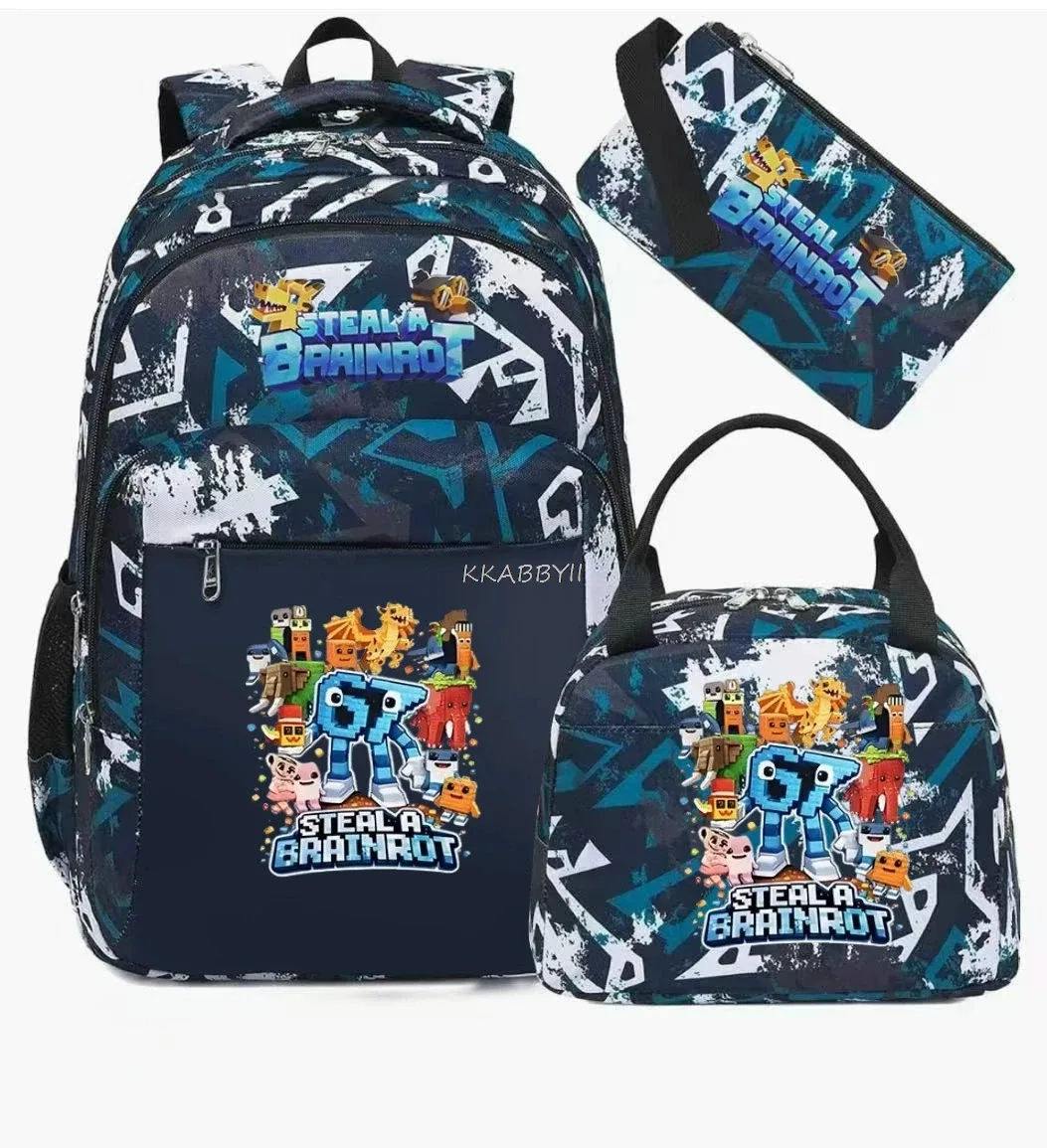 sac à dos steal a brainrot avec sac à lunch pour adolescents et étudiants, ensemble de voyage décontracté et confortable