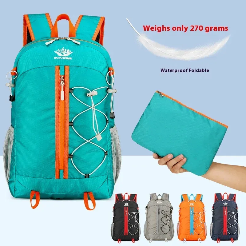 sac à dos de voyage pliant de grande capacité, ultraléger pour sports de plein air avec bretelles respirantes pour voyager et randonnée