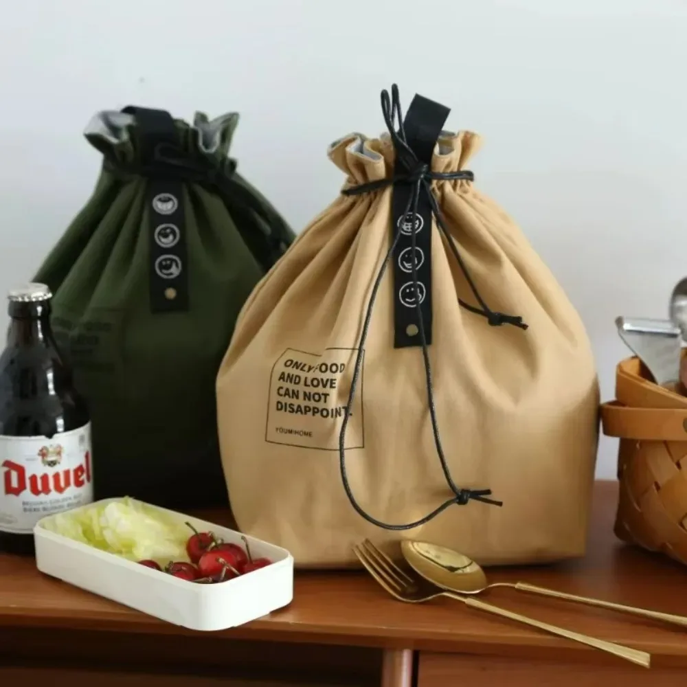 sac de pique-nique réutilisable en toile, sac à déjeuner avec cordon de serrage pour conserver la fraîcheur, sac de rangement pour aliments, sac fourre-tout pour l'extérieur