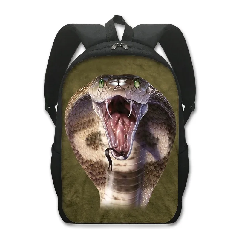 sac à dos imprimé animal de compagnie de 16 pouces pour femme et enfant, fourre-tout d'école, de voyage, avec grenouille, caméléon, serpent, araignée, livre, cadeau