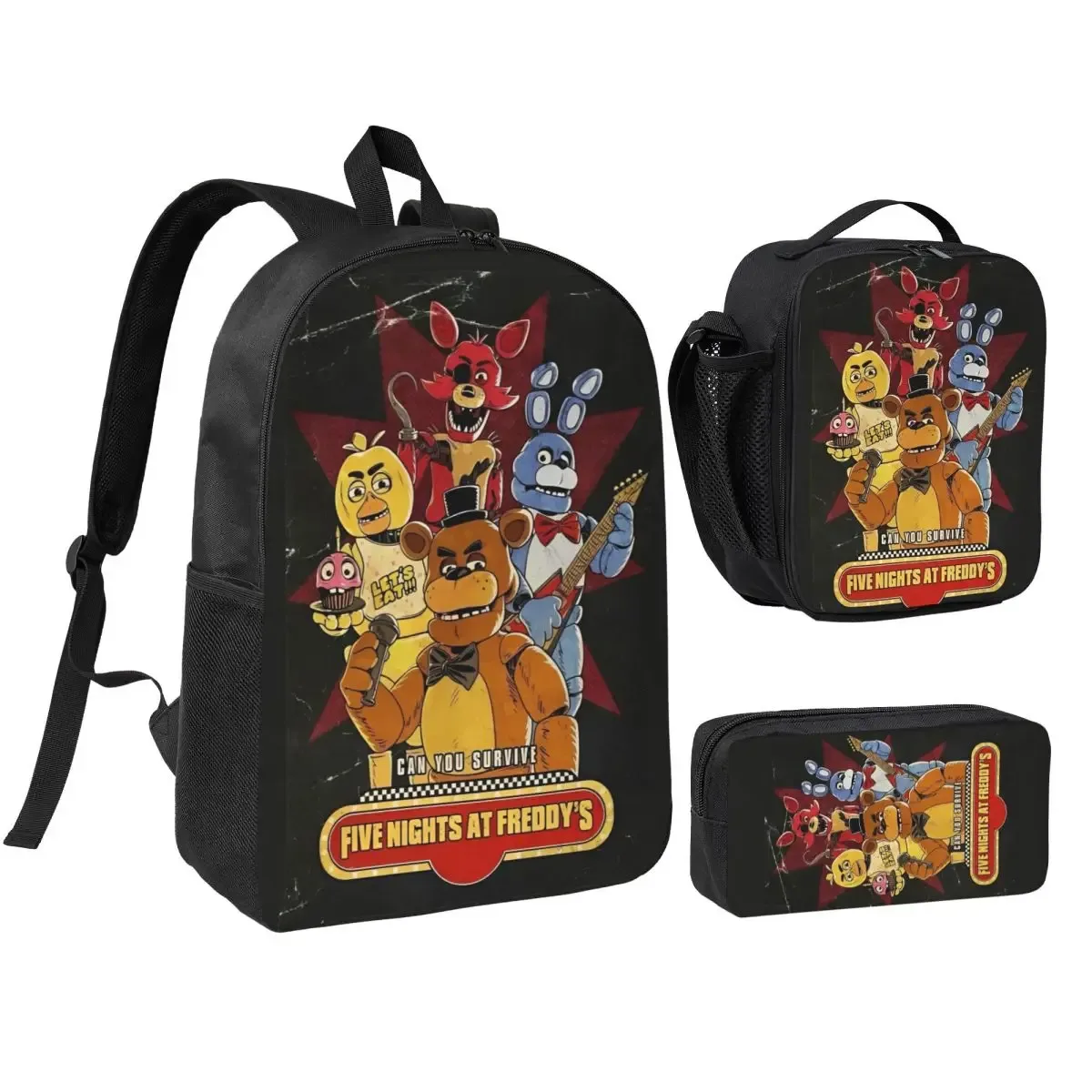 sac dos polyester noir motif clown stylistique bourse déjeuner trousse stylos accessoires voyage étudiant retour école portable