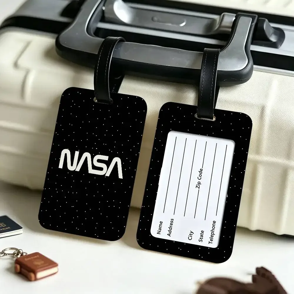 étiquette de bagage en pvc avec logo usa n-nasas, accessoire de voyage, design anti-perte, pochette détachable pour carte d'information