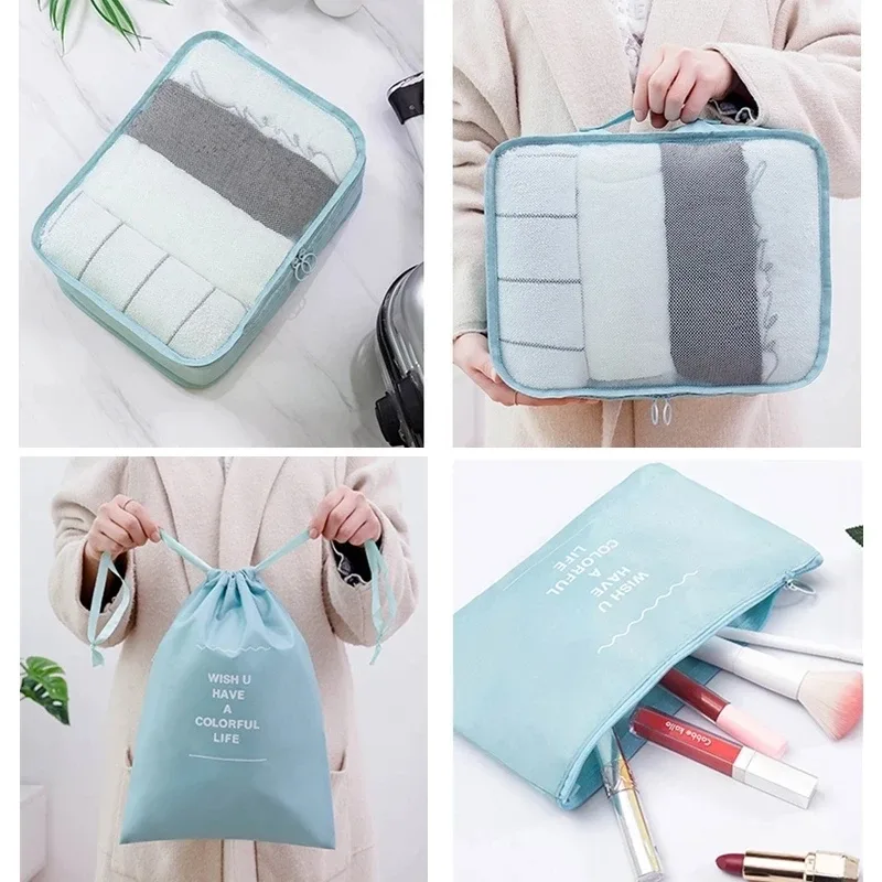 sacs de voyage en poudre pour soutien-gorge et chaussures, ensemble d'emballage de valise, étuis de rangement, 6/8/9 pièces/ensemble