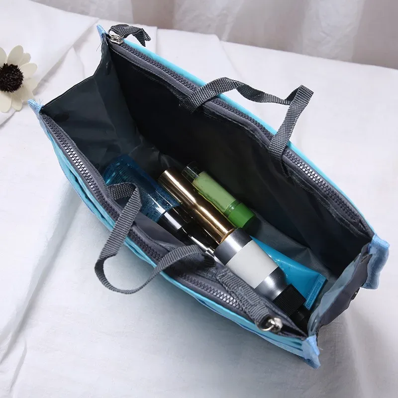 sacs à cosmétiques en nylon pour femmes, fourre-tout à double fermeture éclair, sac de maquillage, sac de rangement de produits de toilette, organisateur de maquillage de voyage en plein air pour filles