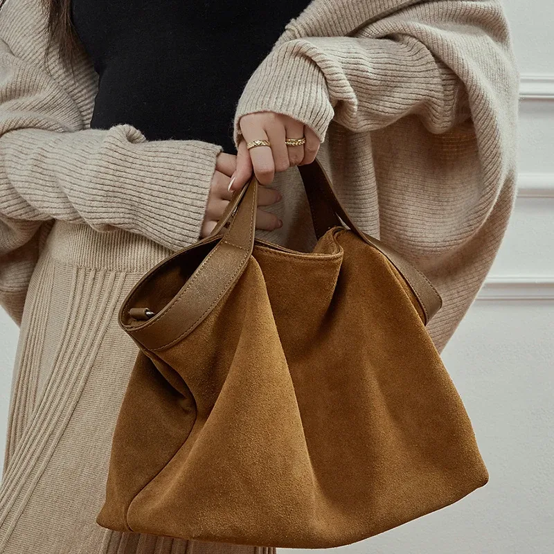 sac fourre-tout grande capacité pour femme 2026 – nouveau sac bandoulière spacieux en cuir suédé vintage – sac à main polyvalent et tendance pour le quotidien – qualité supérieure