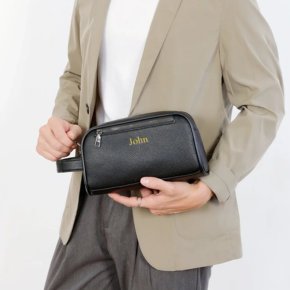 sac à main d'affaires pour homme personnalisé en cuir souple, grande capacité, sac de rangement de voyage extérieur en cuir pu
