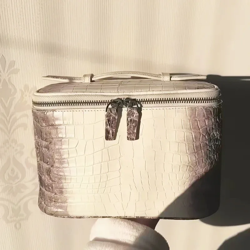 initiales personnalisées en cuir véritable motif lézard sacs de maquillage pour femmes sacs à main et sacs à main de luxe 2026 nouveau en cuir de vache motif crocodile avec boîte miroir maquillage organisateur sac