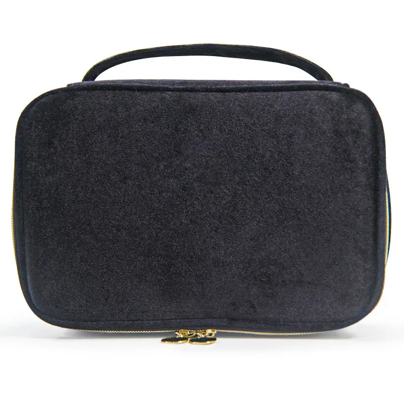 nouvelle trousse de maquillage en velours grande capacité, sac de rangement multifonctionnel portable pour voyage et toilette, pochette cosmétique en velours à main