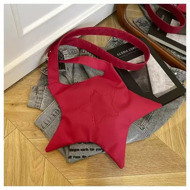 sac fourre-tout en forme d'étoile y2k pour femmes, sac à bandoulière décontracté en polyester doux, sac à main esthétique streetwear harajuku, multi-usage