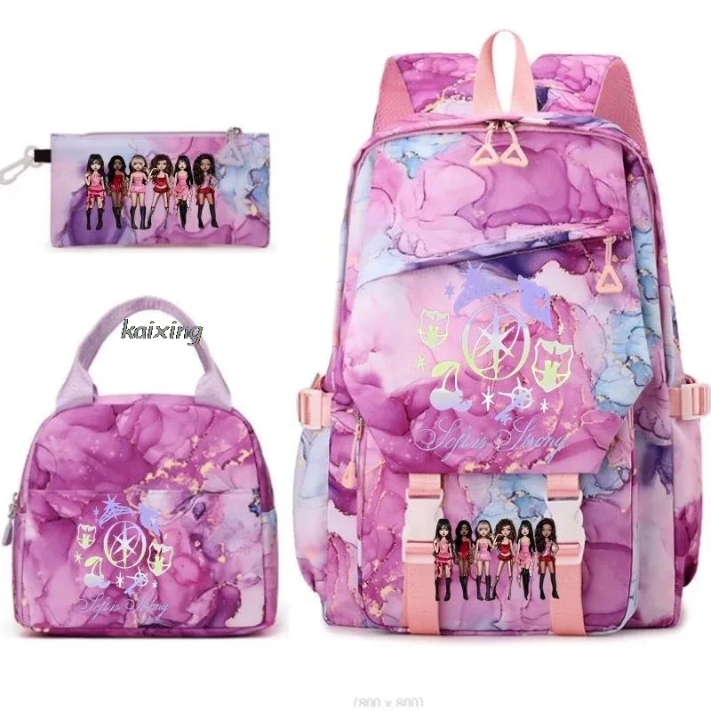 nouveaux sacs à dos katseye à imprimé amusant, 3 pièces/ensemble, sac d'école pour étudiants, sac de voyage pour adolescents, filles et garçons, sacs à lunch, sac à dos