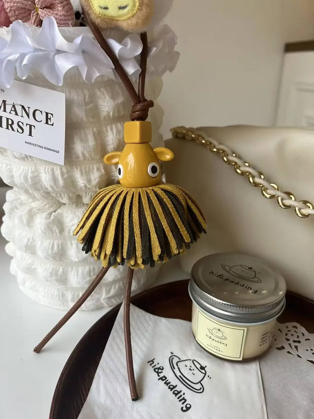 breloque de sac de luxe en cuir véritable avec franges et pompon pieuvre, pendentif en daim unique pour sac fourre-tout de créateur, porte-clés, cadeau pour femme, décoration de sac à main
